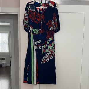 Tracy Reese Multicolor Floral Faux Wrap Midi Dress